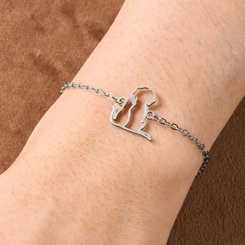 Buddha Stones Bracelet minimaliste en acier titane avec pendentif chien/chat et chaîne de protection - image 8