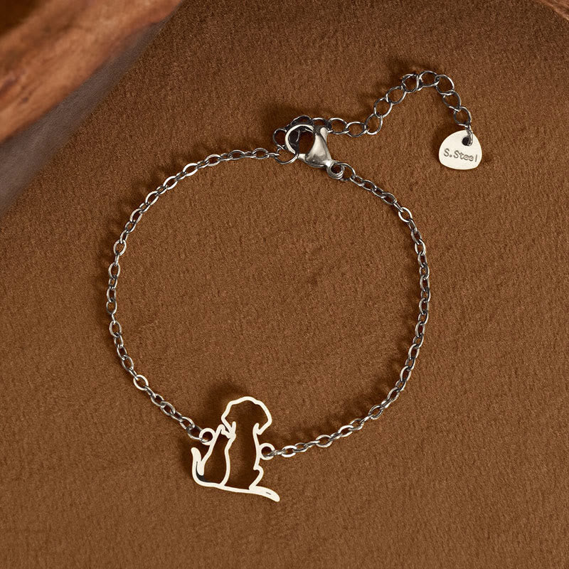 Buddha Stones Bracelet minimaliste en acier titane avec pendentif chien/chat et chaîne de protection - image 6