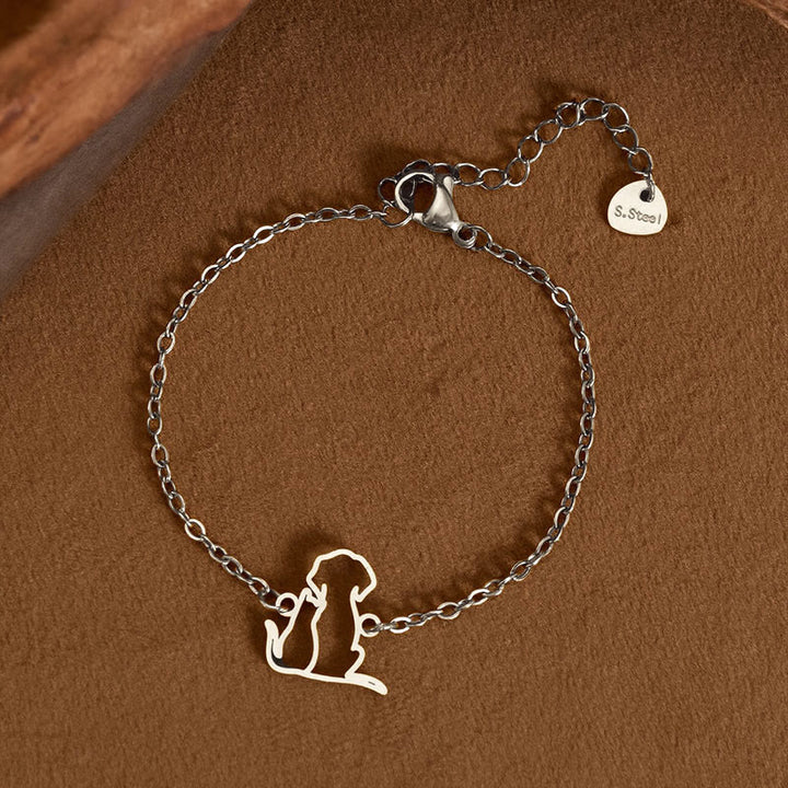 Buddha Stones Bracelet minimaliste en acier titane avec pendentif chien/chat et chaîne de protection - image 6