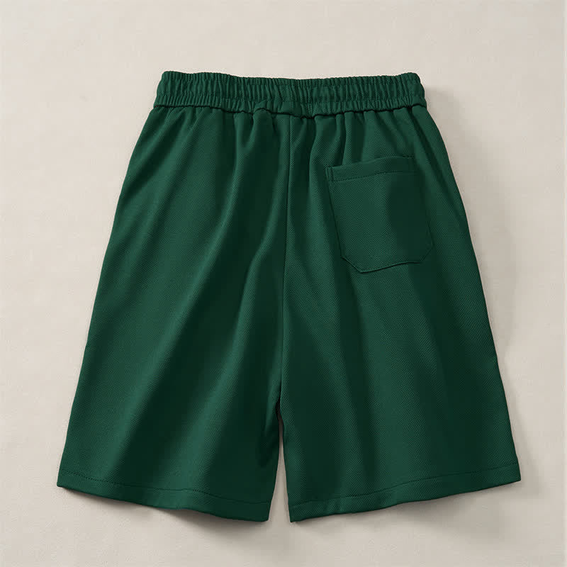Buddha Stones Short d'été bohème pour homme, taille élastique avec cordon de serrage et bordure géométrique, poches - image 1