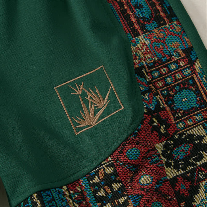 Buddha Stones Short d'été bohème pour homme, taille élastique avec cordon de serrage et bordure géométrique, poches - image 7