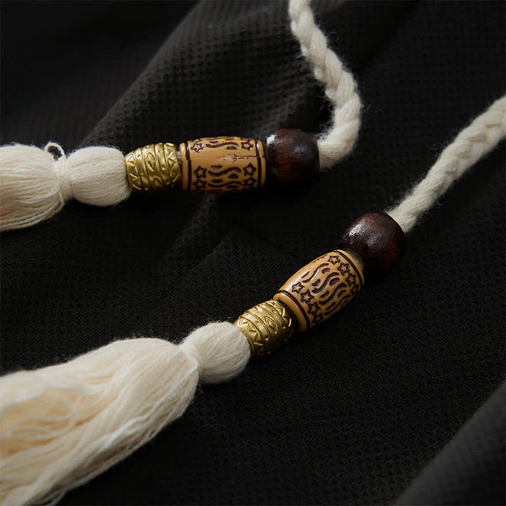 Buddha Stones Short d'été bohème pour homme, taille élastique avec cordon de serrage et bordure géométrique, poches - image 12
