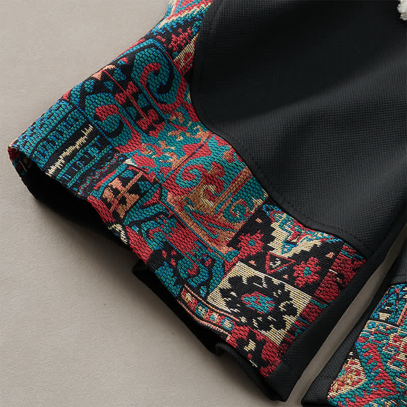 Buddha Stones Short d'été bohème pour homme, taille élastique avec cordon de serrage et bordure géométrique, poches - image 14