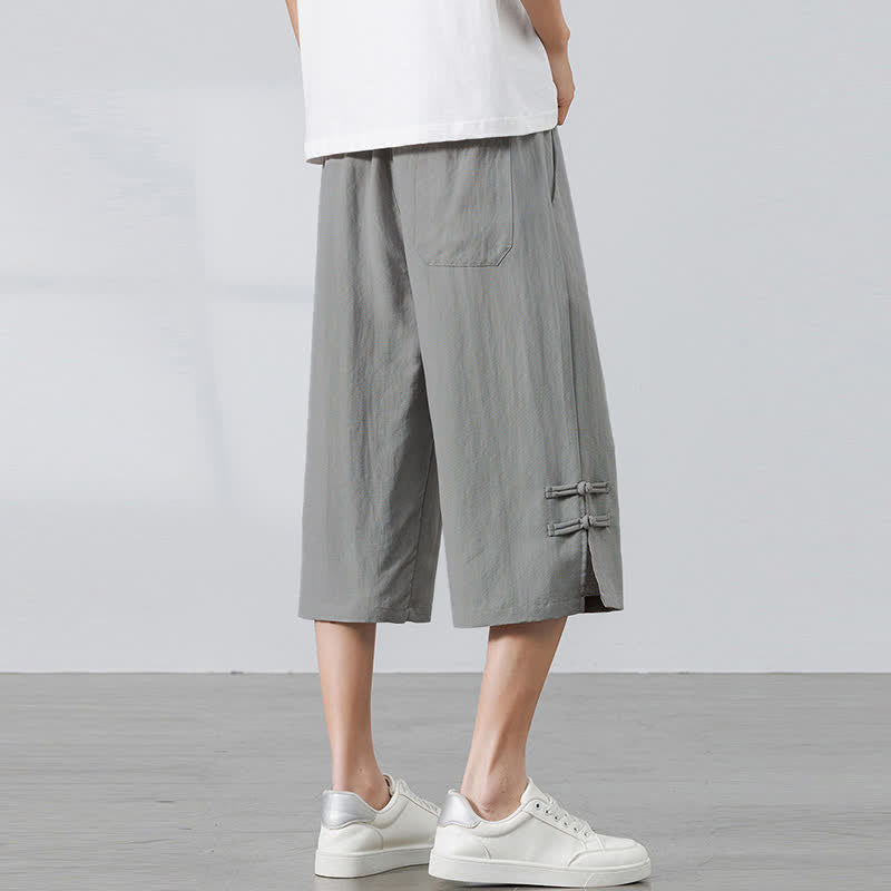 Buddha Stones Pantalon court bohème décontracté d'été à cordon de serrage, coupe droite, avec poches - image 18