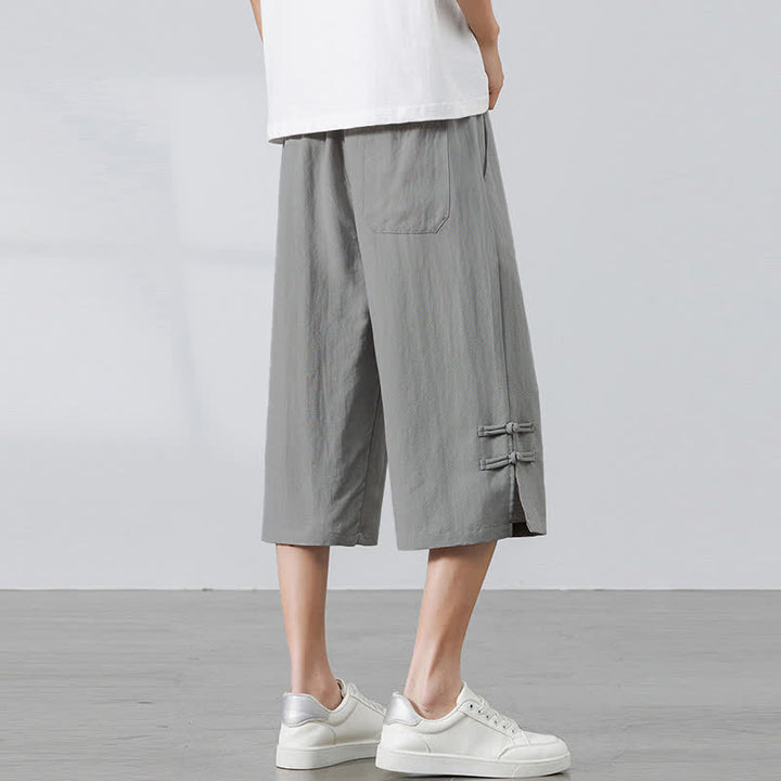 Buddha Stones Pantalon court bohème décontracté d'été à cordon de serrage, coupe droite, avec poches - image 18