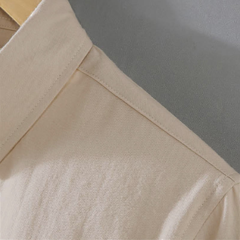 Buddha Stones Chemises à manches longues pour hommes, style minimaliste décontracté, en coton uni, idéales pour le printemps et l'automne. - image 3