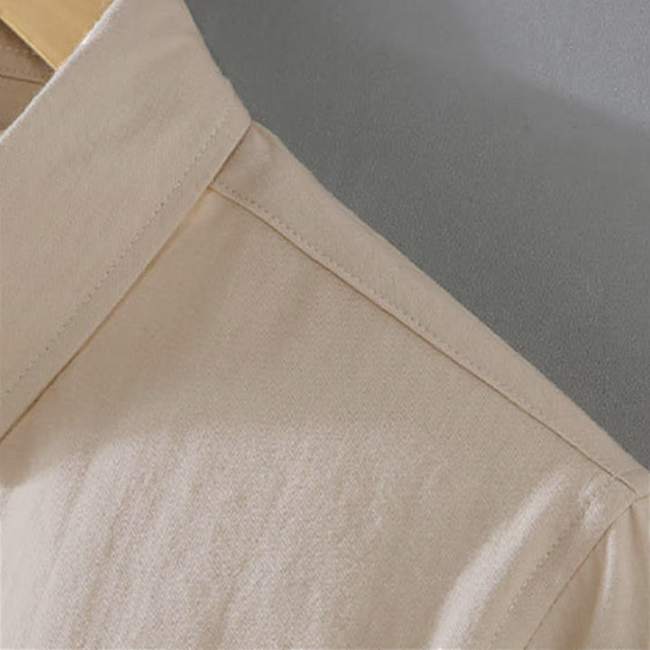 Buddha Stones Chemises à manches longues pour hommes, style minimaliste décontracté, en coton uni, idéales pour le printemps et l'automne. - image 3