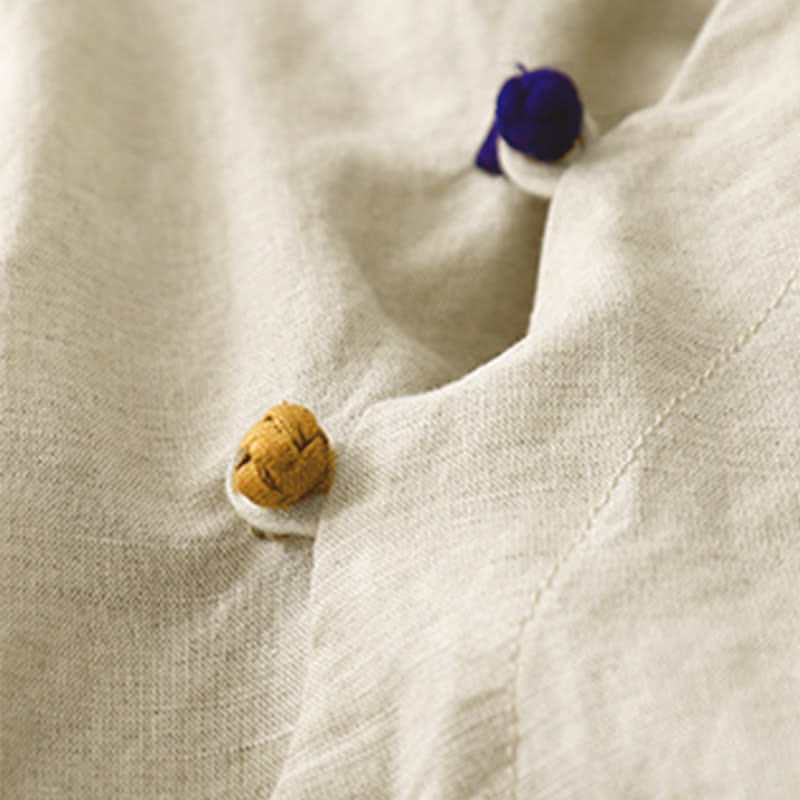 Buddha Stones Chemises d'été minimalistes à col mandarin pour femmes, manches courtes, unies, style Tang - image 4