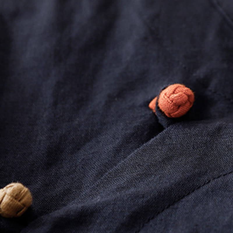 Buddha Stones Chemises d'été minimalistes à col mandarin pour femmes, manches courtes, unies, style Tang - image 10