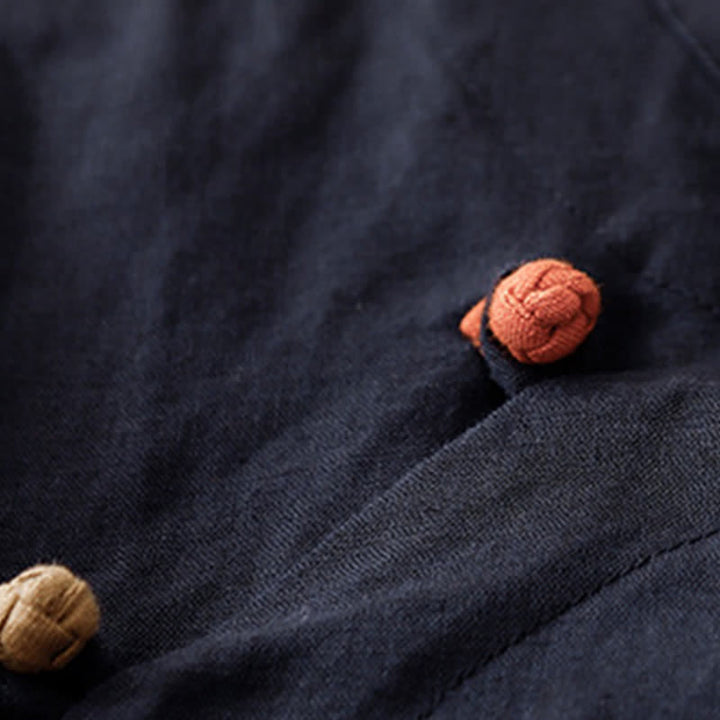 Buddha Stones Chemises d'été minimalistes à col mandarin pour femmes, manches courtes, unies, style Tang - image 10
