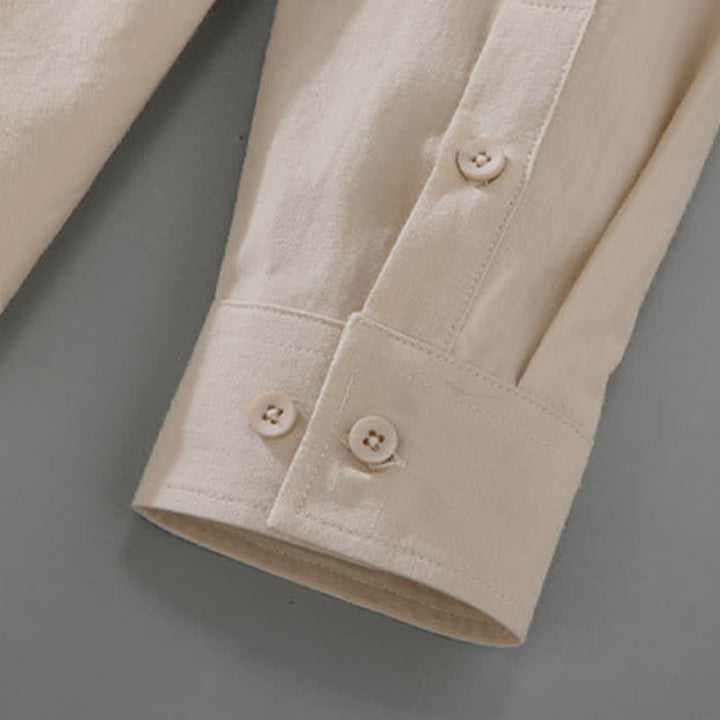 Buddha Stones Chemises à manches longues pour hommes, style minimaliste décontracté, en coton uni, idéales pour le printemps et l'automne. - image 5