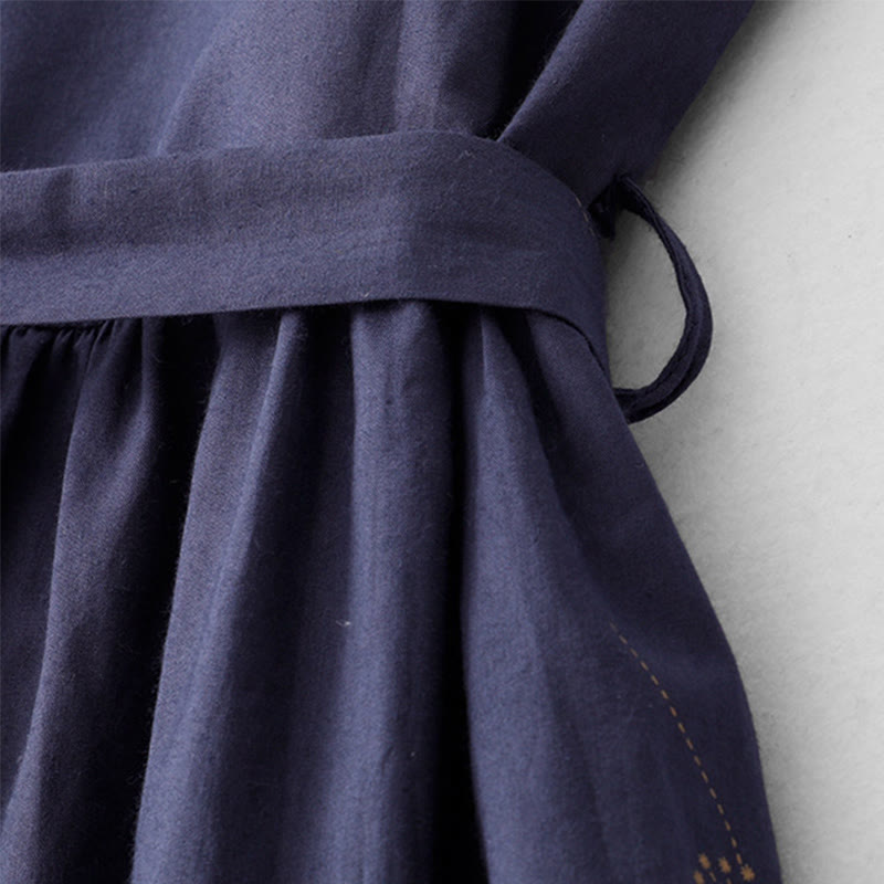 Robe midi sans manches à imprimé Buddha Stones MidnightBlue, lacée et dotée de poches - image 4