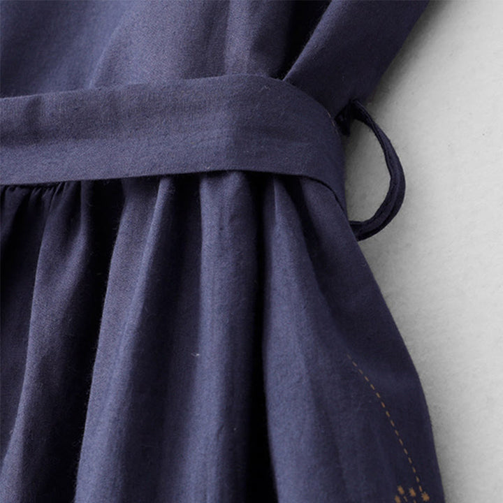 Robe midi sans manches à imprimé Buddha Stones MidnightBlue, lacée et dotée de poches - image 4