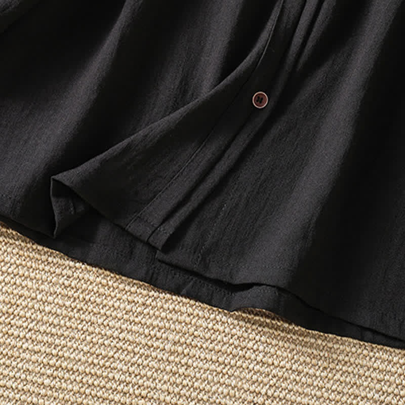 Buddha Stones Chemises à manches trois-quarts boutonnées pour femme, style minimaliste décontracté printanier, avec poche plaquée - image 25