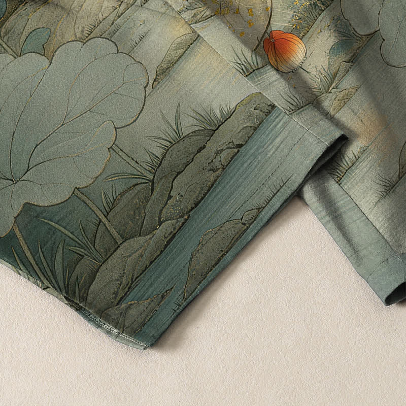 Buddha Stones Pantalon fuselé pour homme en pur coton, motif floral chat noir oriental, cordon de serrage et poches - image 5