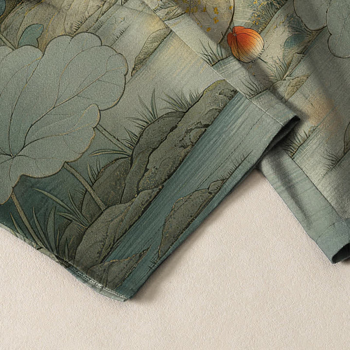 Buddha Stones Pantalon fuselé pour homme en pur coton, motif floral chat noir oriental, cordon de serrage et poches - image 5