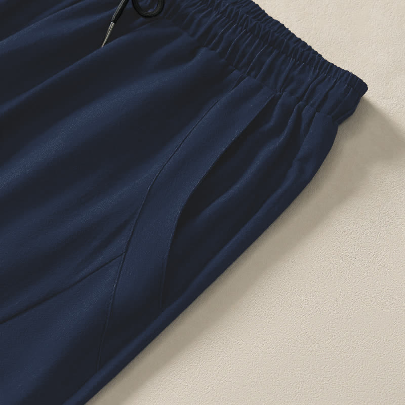 Buddha Stones Pantalon fuselé pour homme en pur coton, motif grues et nuages, cordon de serrage et poches - image 4
