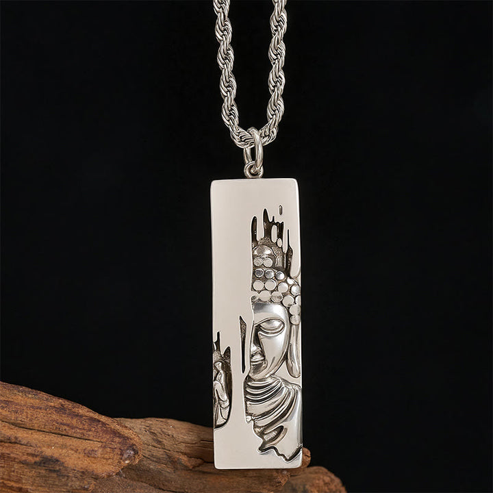 Buddha Stones Tathagata Bouddha Force Protection Amulette Porte-bonheur Collier Pendentif Style Vintage - Bouddha style vintage + chaîne torsadée de 60 cm - image 15