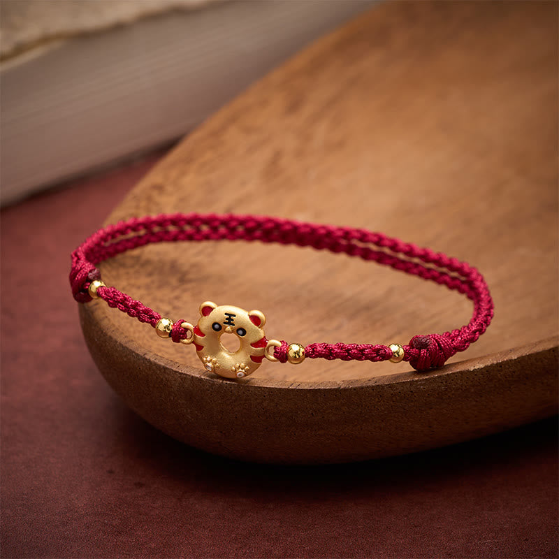 Buddha Stones Bracelet ajustable Copper Tiger Peace Buckle tissé à la main avec cordon rouge, symbole de mise à la terre - image 2