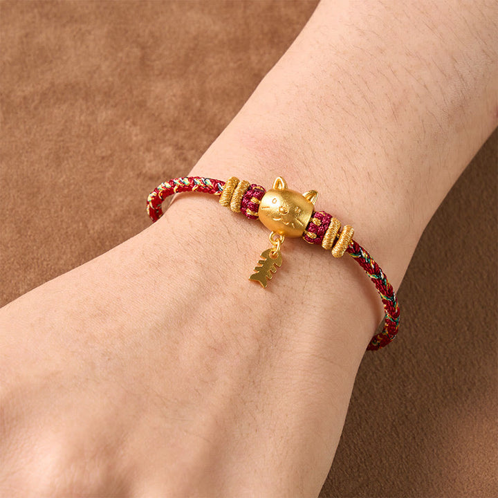 Buddha Stones Bracelet d'équilibre en fil de cuivre multicolore avec poisson-chat - image 5