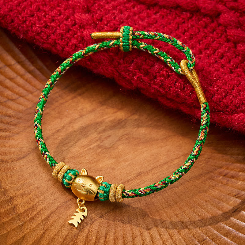 Buddha Stones Bracelet d'équilibre en fil de cuivre multicolore avec poisson-chat - Vert (Tour de poignet : 14 à 16 cm) - image 15