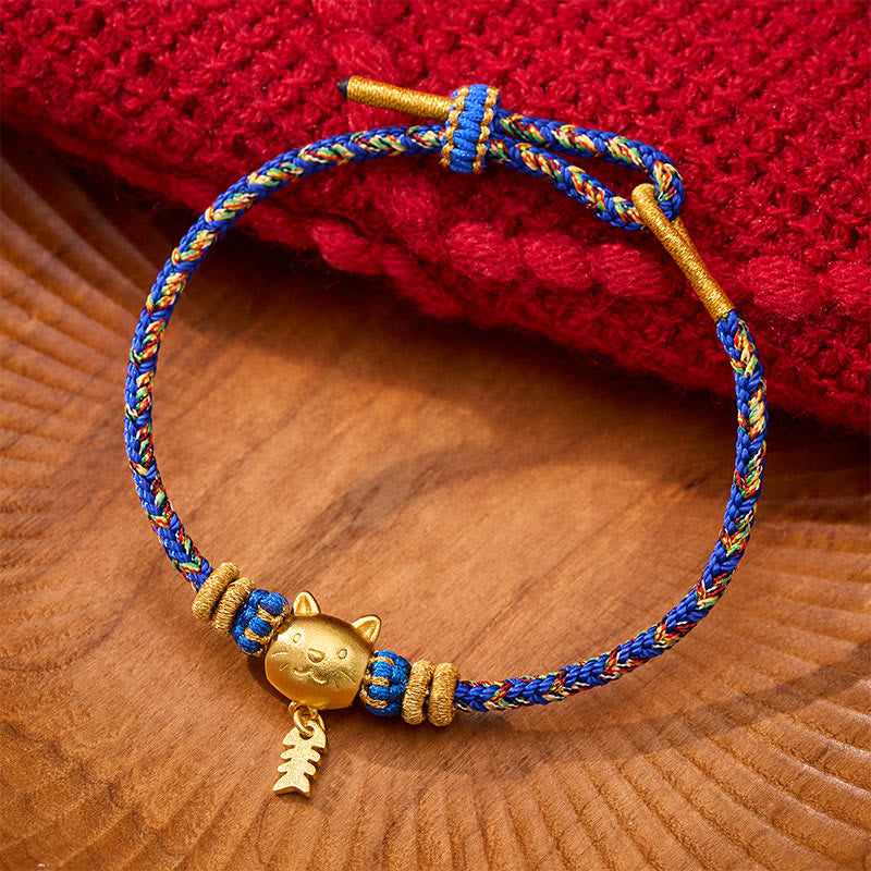 Buddha Stones Bracelet d'équilibre en fil de cuivre multicolore avec poisson-chat - Bleu (Tour de poignet : 14 à 16 cm) - image 10