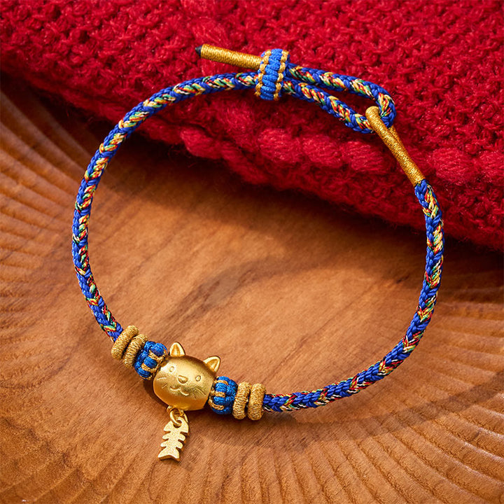 Buddha Stones Bracelet d'équilibre en fil de cuivre multicolore avec poisson-chat - Bleu (Tour de poignet : 14 à 16 cm) - image 10