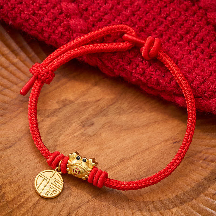 Buddha Stones Bracelet porte-bonheur en fil rouge avec pièce de monnaie chinoise à caractère Fu - Rouge (Tour de poignet : 17–19 cm) - image 10