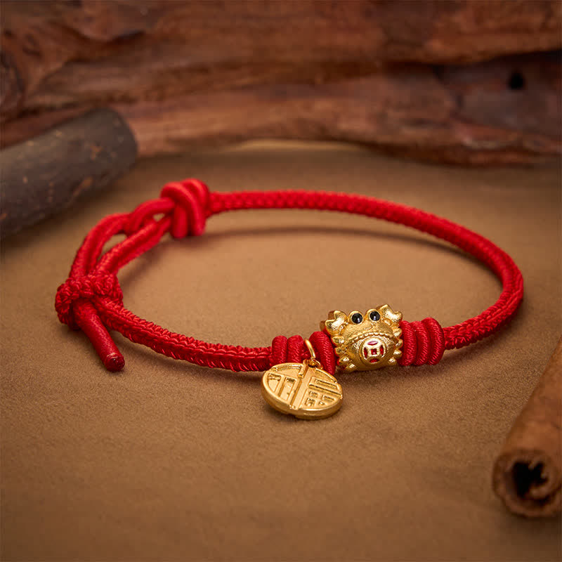 Buddha Stones Bracelet porte-bonheur en fil rouge avec pièce de monnaie chinoise à caractère Fu - image 11
