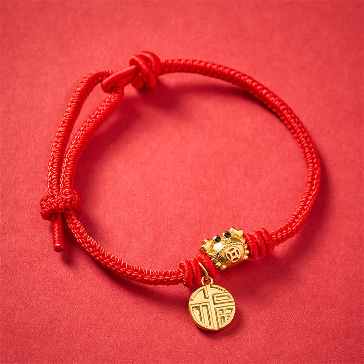 Buddha Stones Bracelet porte-bonheur en fil rouge avec pièce de monnaie chinoise à caractère Fu - image 13