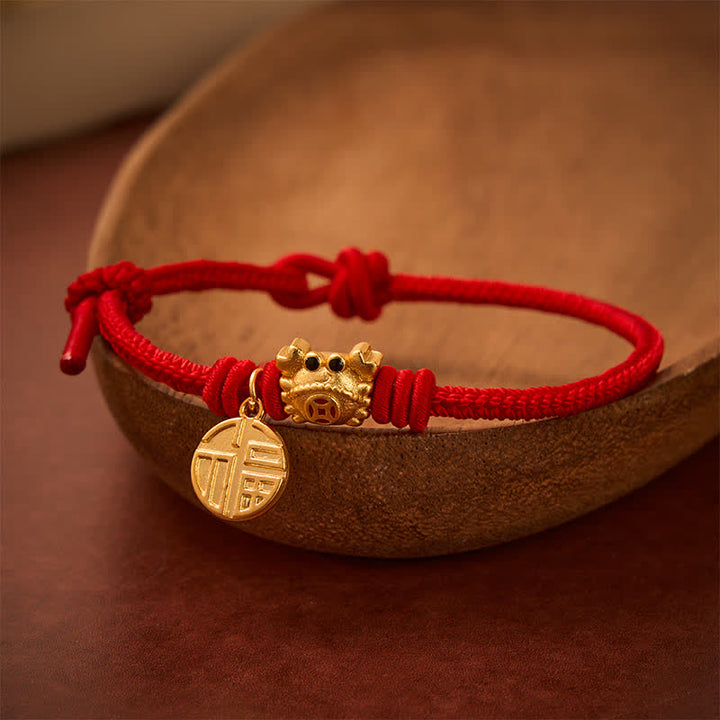 Buddha Stones Bracelet porte-bonheur en fil rouge avec pièce de monnaie chinoise à caractère Fu - image 12