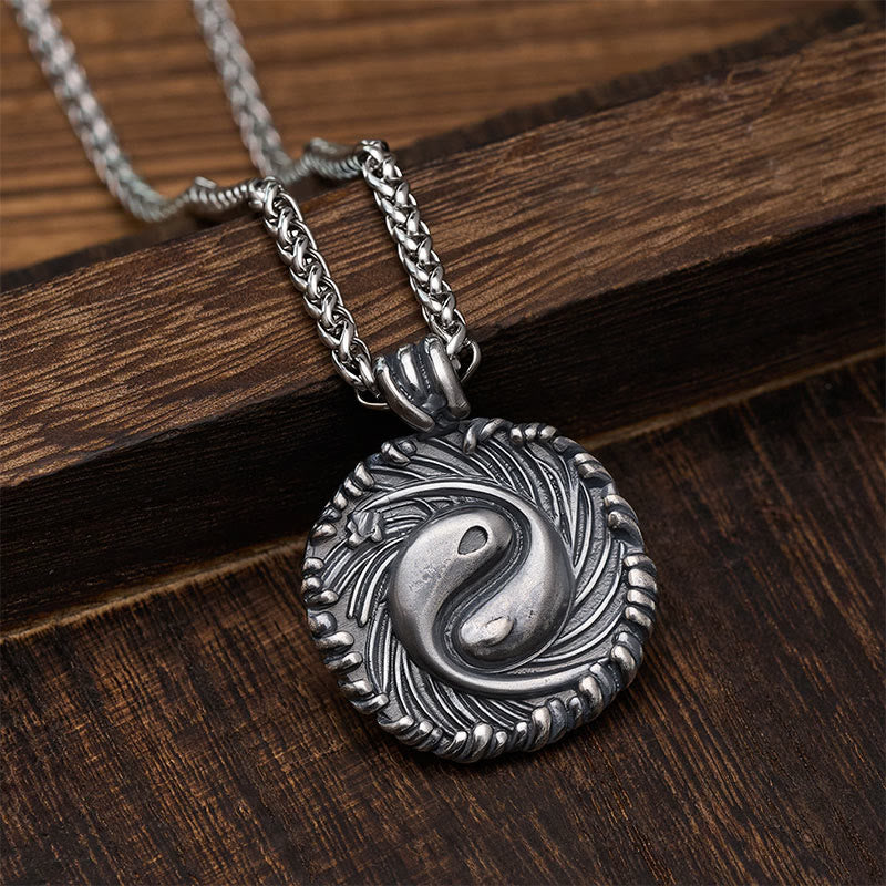 Buddha Stones Collier pendentif rond en cuivre Yin Yang Koi Poisson Équilibre - Cuivre (Mise à la terre harmonique ♥) - image 0