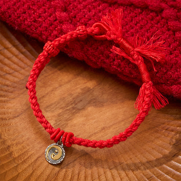 Buddha Stones Bracelet d'équilibre Yin Yang en cuivre et fil rouge - Cordon rouge - image 0