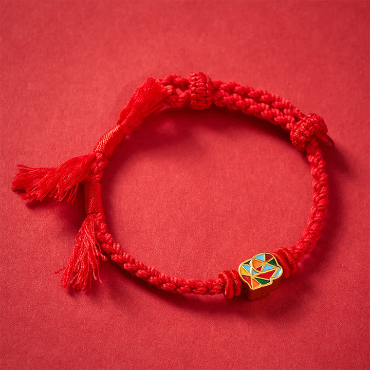 Buddha Stones Bracelet ajustable Éléphant à cordon rouge et fil d'équilibre tibétain - Rouge (Tour de poignet : 14 à 17 cm) - image 0