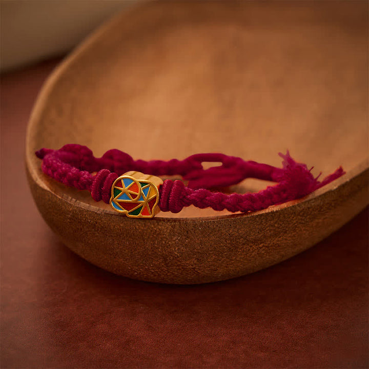 Buddha Stones Bracelet ajustable Éléphant à cordon rouge et fil d'équilibre tibétain - Rouge foncé (Tour de poignet : 14 à 17 cm) - image 9