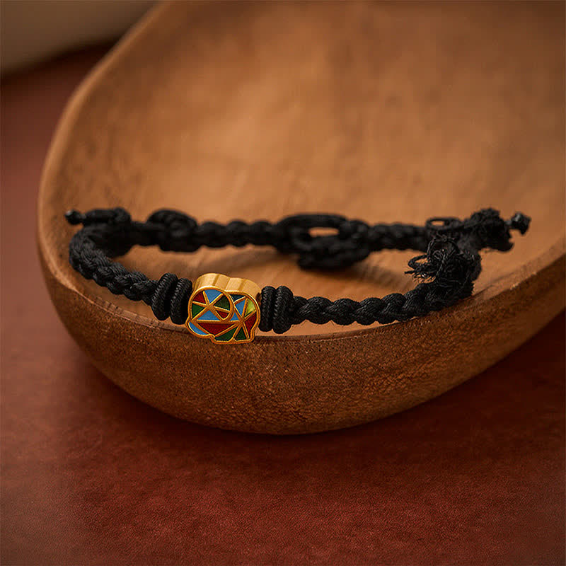 Buddha Stones Bracelet ajustable Éléphant à cordon rouge et fil d'équilibre tibétain - Noir (Tour de poignet : 14 à 17 cm) - image 11