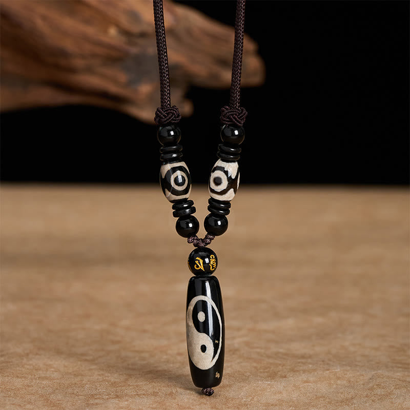 Buddha Stones Collier en corde Yin Yang Harmonie en onyx noir - Yin Yang (Équilibre ♥ Harmonie) - image 0