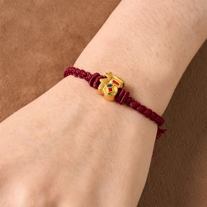 Buddha Stones Bracelet tibétain ajustable à cordon rouge avec caractère Fu - image 10