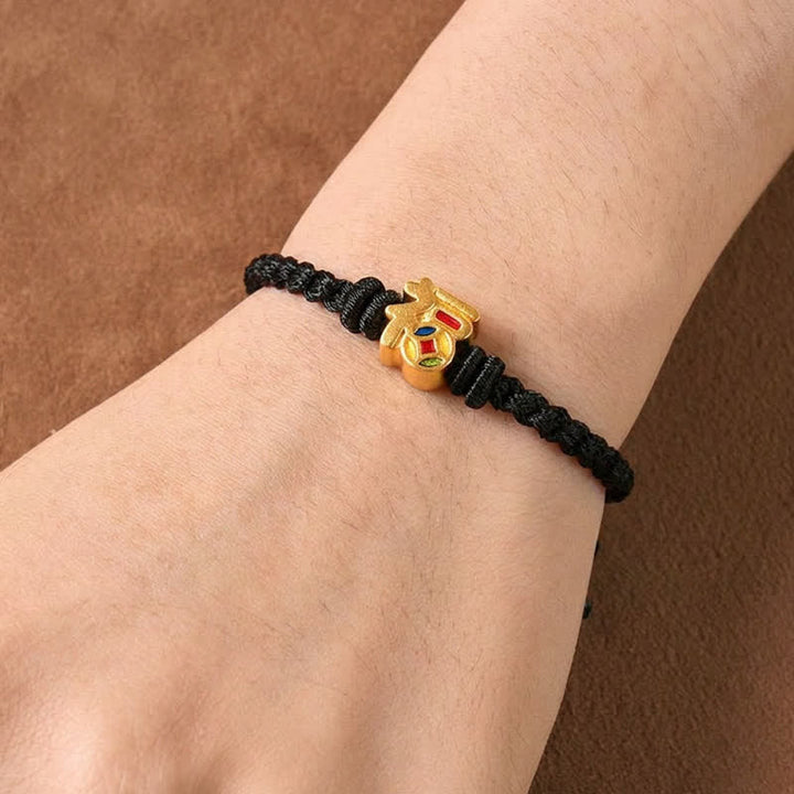 Buddha Stones Bracelet tibétain ajustable à cordon rouge avec caractère Fu - image 12