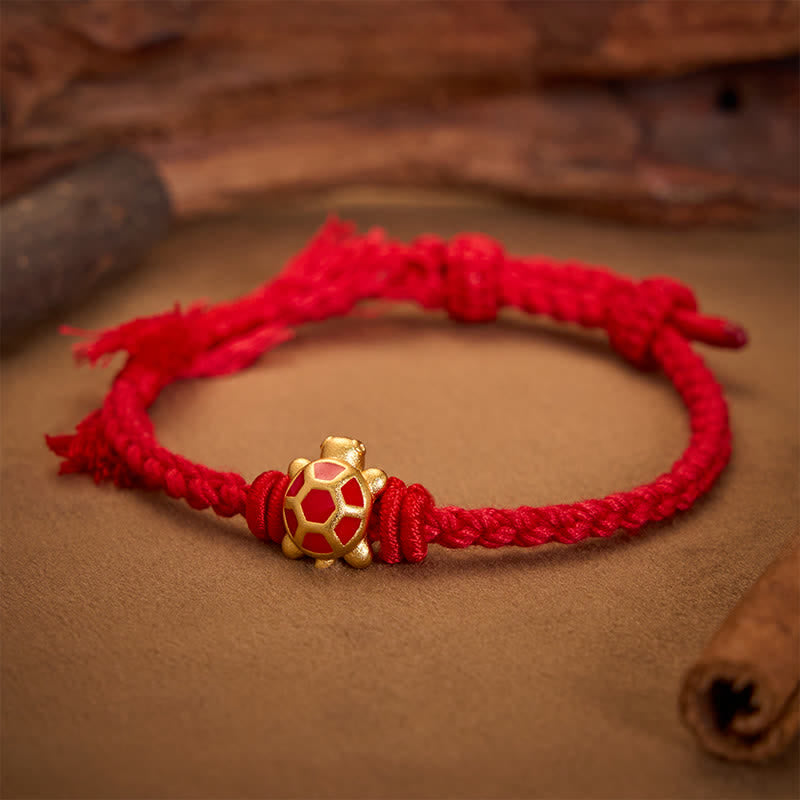 Buddha Stones Bracelet ajustable Longevity Turtle Red String Balance Tibet - Rouge (Tour de poignet : 14 à 17 cm) - image 0