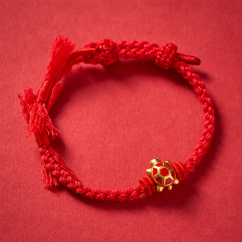 Buddha Stones Bracelet ajustable Longevity Turtle Red String Balance Tibet - image 4
