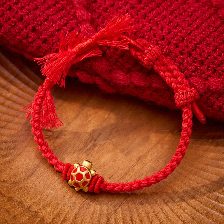 Buddha Stones Bracelet ajustable Longevity Turtle Red String Balance Tibet - image 1