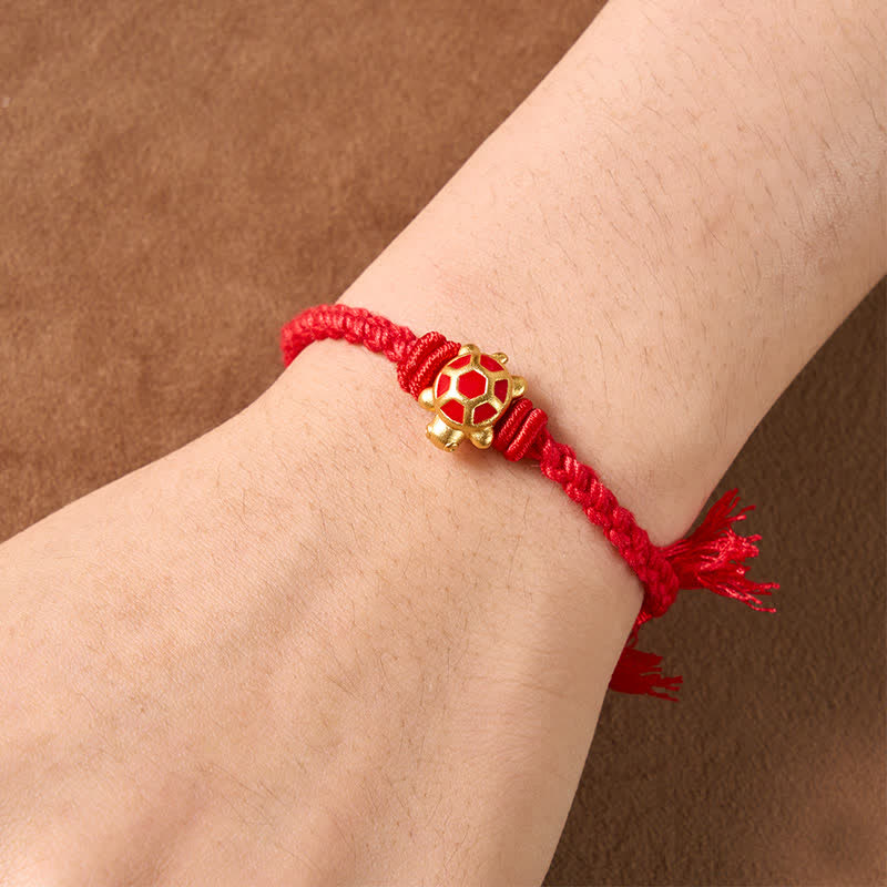 Buddha Stones Bracelet ajustable Longevity Turtle Red String Balance Tibet - image 3