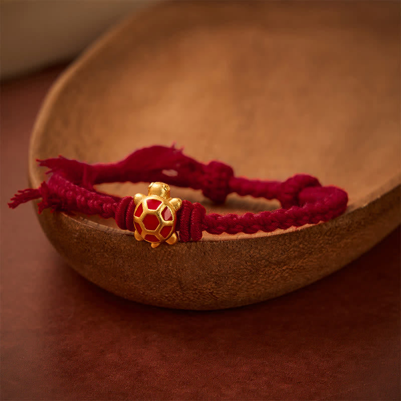 Buddha Stones Bracelet ajustable Longevity Turtle Red String Balance Tibet - Rouge foncé (Tour de poignet : 14 à 17 cm) - image 10