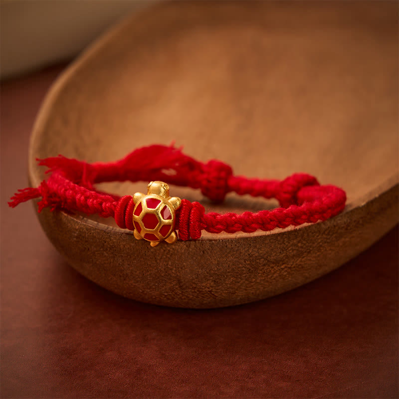 Buddha Stones Bracelet ajustable Longevity Turtle Red String Balance Tibet - image 2