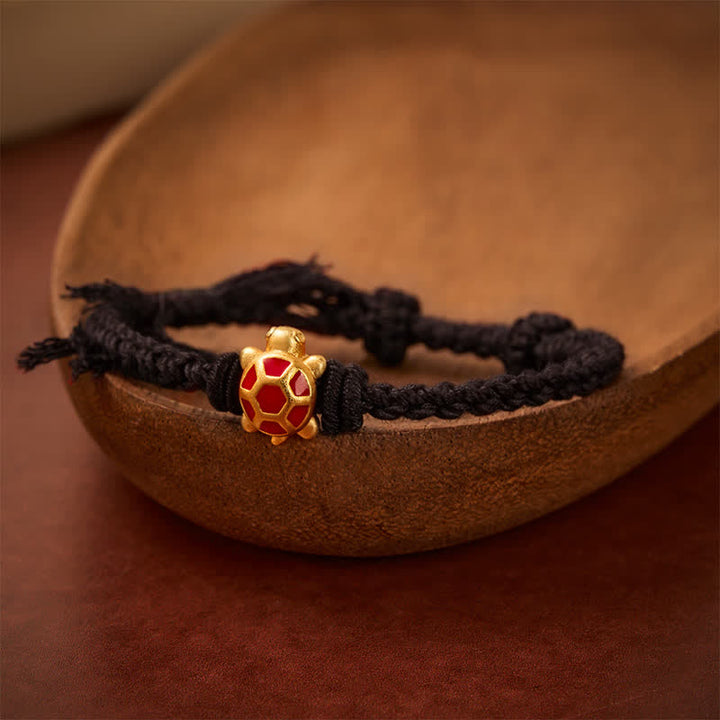 Buddha Stones Bracelet ajustable Longevity Turtle Red String Balance Tibet - Noir (Tour de poignet : 14 à 17 cm) - image 12