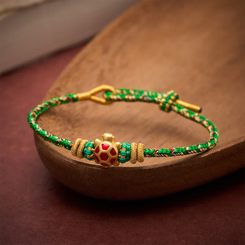 Buddha Stones Bracelet ajustable de protection tortue tissé à la main en cinq couleurs, résistant à la longévité - image 2