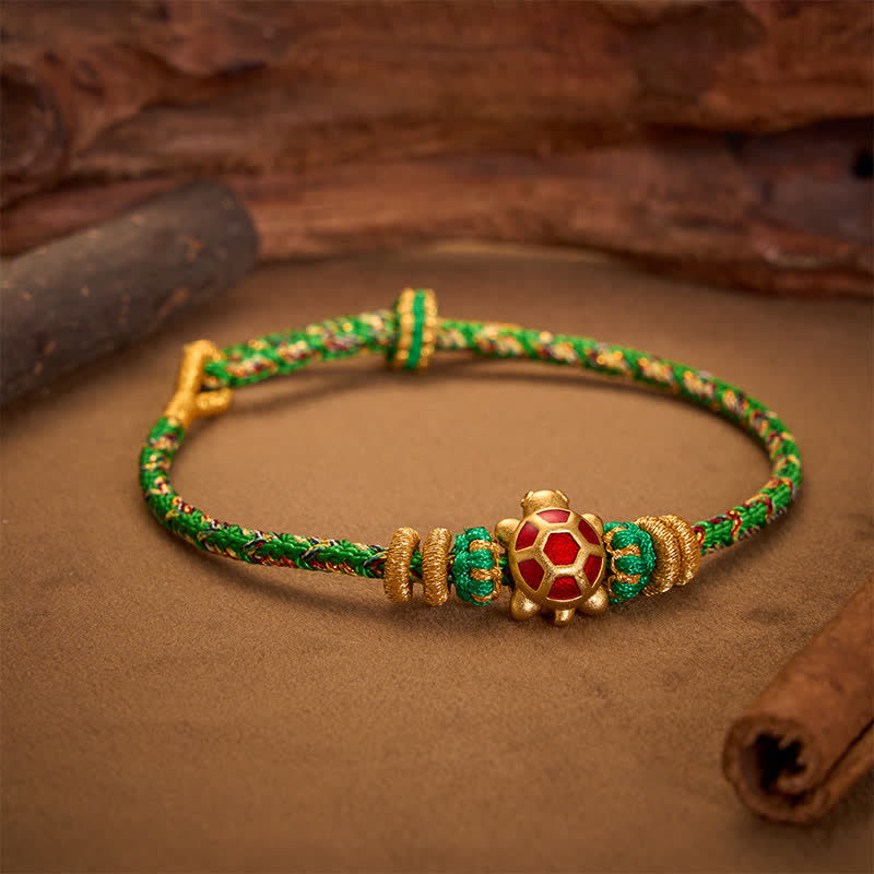 Buddha Stones Bracelet ajustable de protection tortue tissé à la main en cinq couleurs, résistant à la longévité - image 1