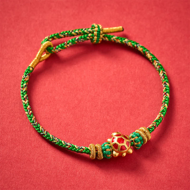 Buddha Stones Bracelet ajustable de protection tortue tissé à la main en cinq couleurs, résistant à la longévité - image 4
