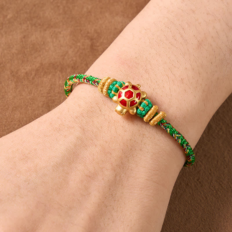Buddha Stones Bracelet ajustable de protection tortue tissé à la main en cinq couleurs, résistant à la longévité - image 3